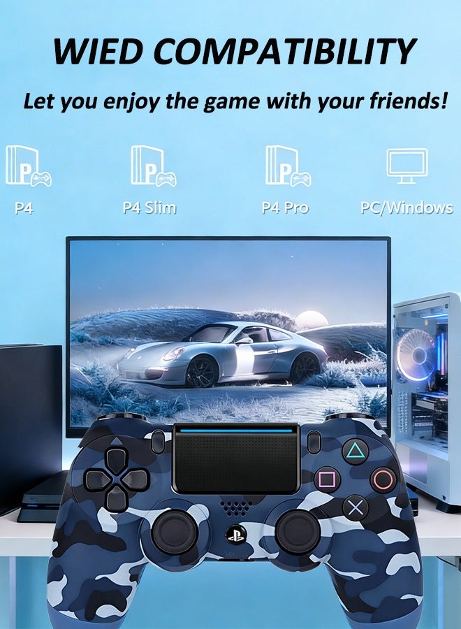 سوني كوبوريشن وحدة تحكم لاسلكية DualShock 4 لجهاز PlayStation 4، لوحة ألعاب عالية الأداء مزودة بتقنية البلوتوث مع محرك مزدوج - لون أزرق مموه - Image 2